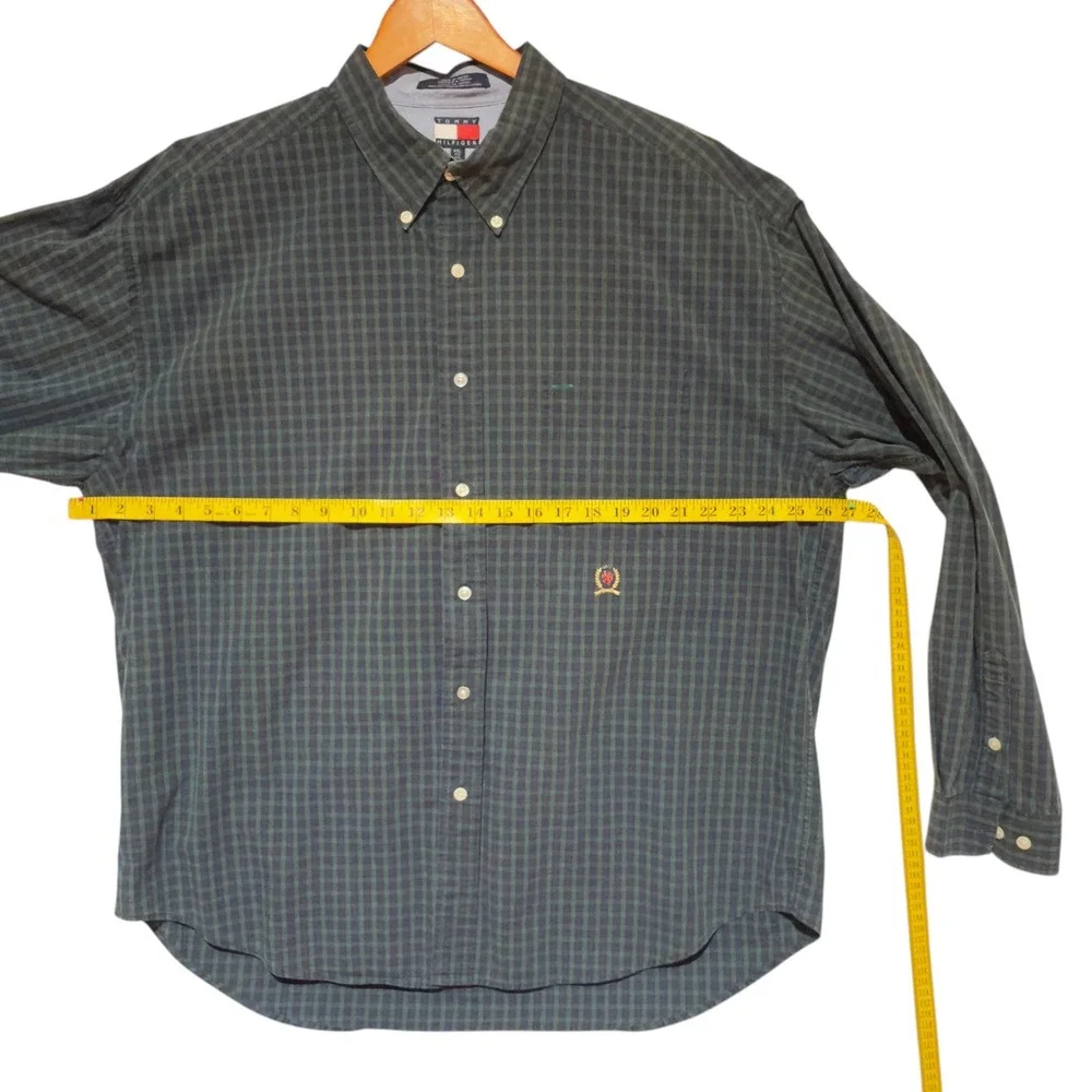 Tommy Hilfiger Men XXL Black Watch Tartan Plaid Shirt Vintage Crest Logo Cotton - Picture 8 of 10